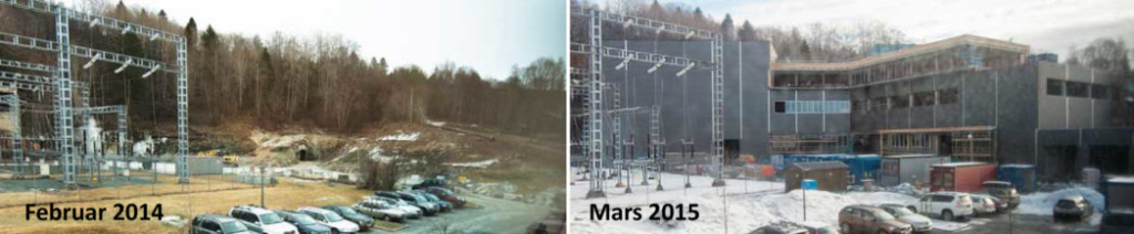 Blakilia-utbyggingen fra tomten var klar for bygging i februar 2014 til slik bygget står i mars 2015.