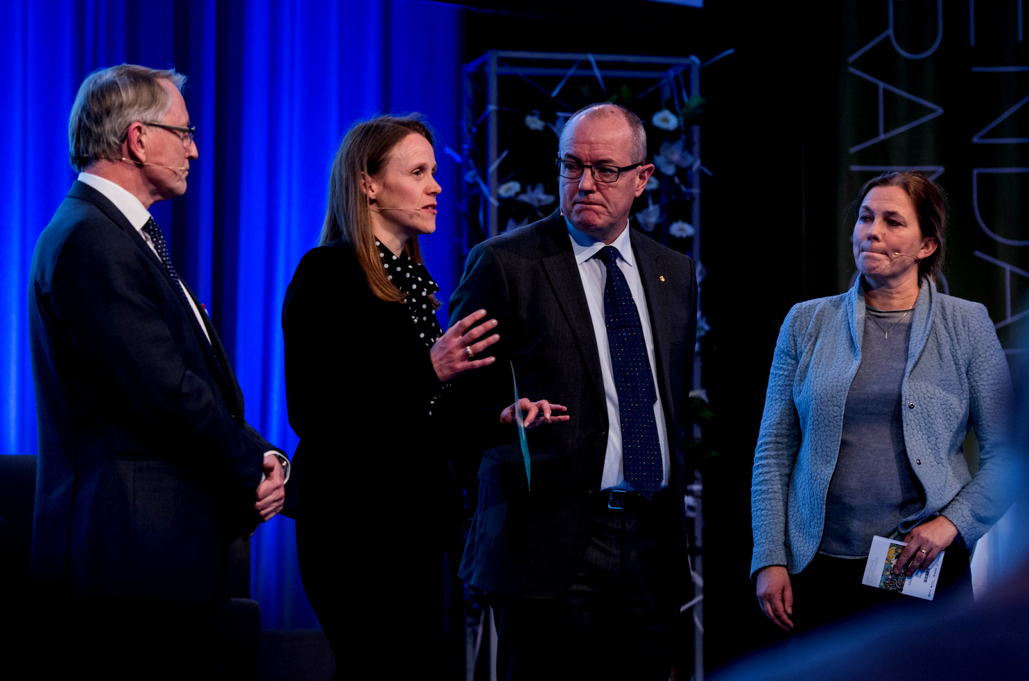 Fra venstre Arvid Hallen, Lise Randeberg, Gunnar Bovim og Alexandra Bech Gjørv.Lerchendalkonferansen, fotograf: Andreas Buarø