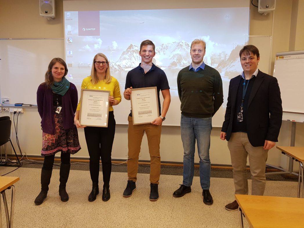 From left: Elin Espeland Halvorsen-Weare (SINTEF), Nora Åsheim Hansen, Carl Axel Aadne Folkestad, Patrick Shittekat ( SINTEF) Photo: SINTEF