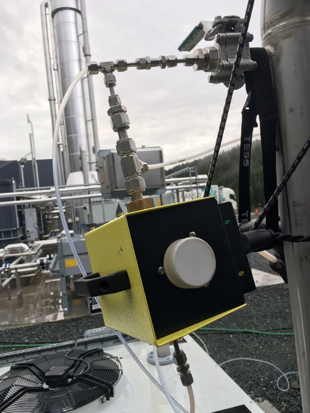SINTEF-on-site-at-the-Ecopro-biogas-plant-in-Verdal,-the-picture-shows-the-sampling-point-from-the-process-with-the-CO2-removal-unit-in-the-background