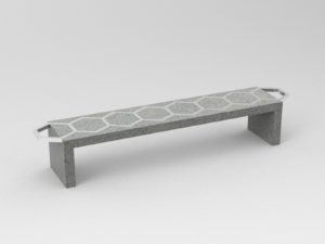 Bench made out of concrete with an aluminium structure. Illustration: SINTEF