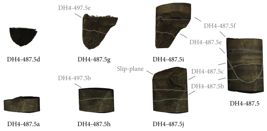 Digital splicing of fragments to (re)create a composite drill core.