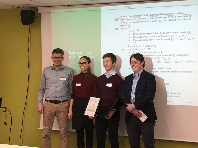 From left: Peter Schütz (NTNU), Sofie Smith Vågen, Jørgen Bjaarstad Nikolaisen, Patrick Schittekat (SINTEF), Photo: SINTEF