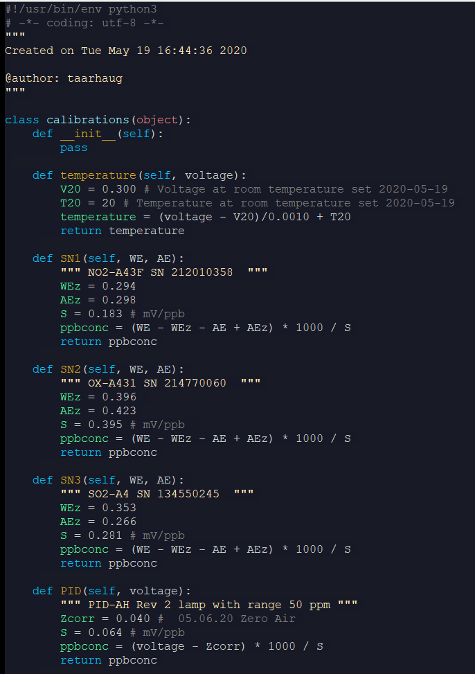 Python calibration class