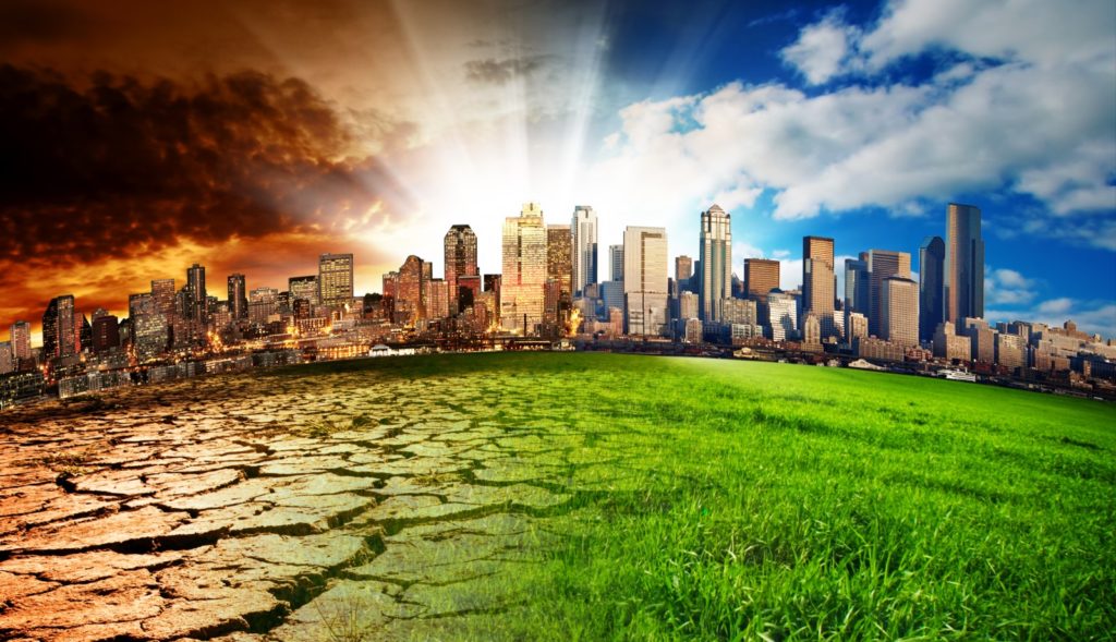 Climate change concept in a city