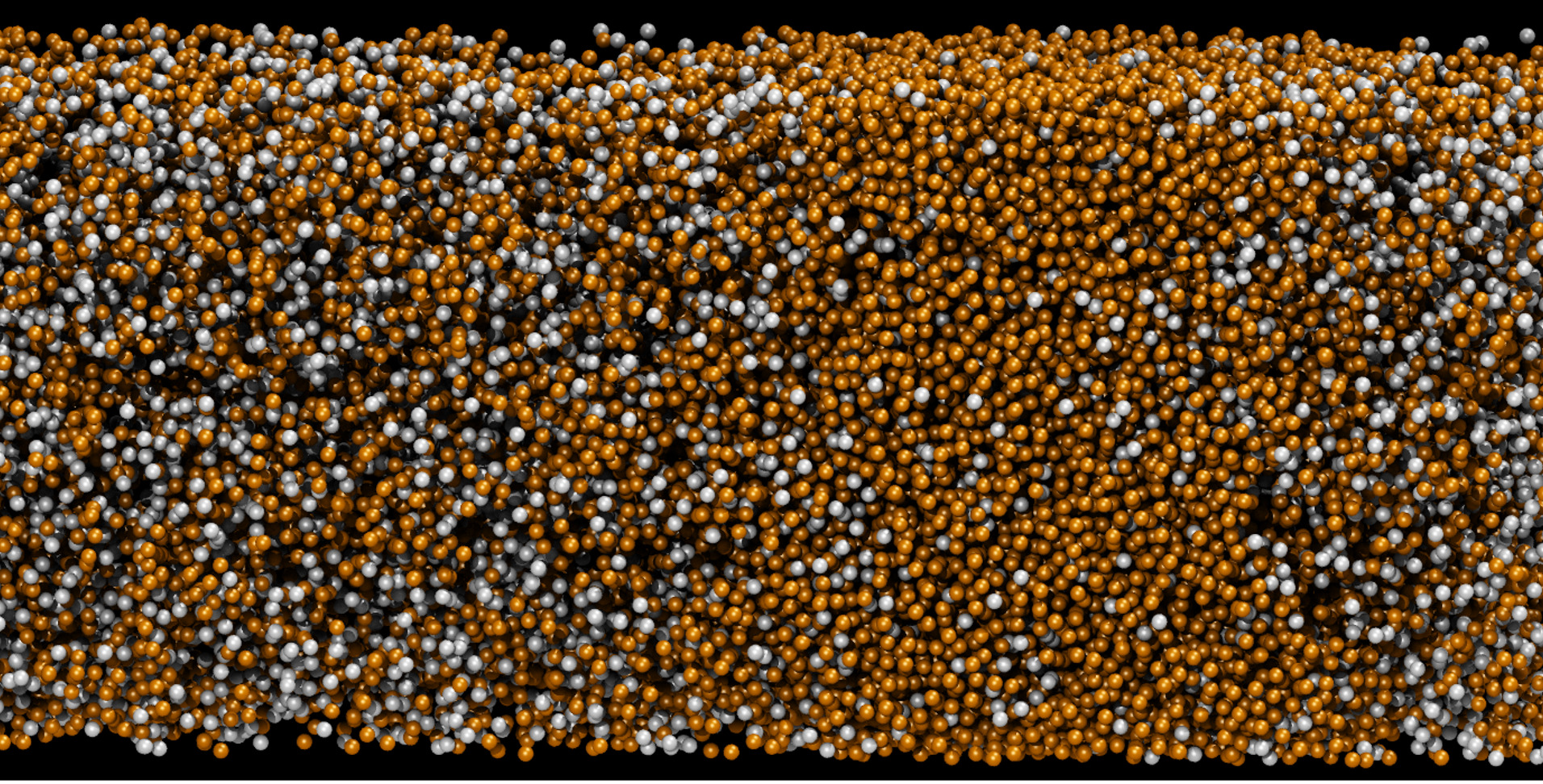 Visualisation of a molecular dynamic simulation, by Åsmund Ervik, SINTEF