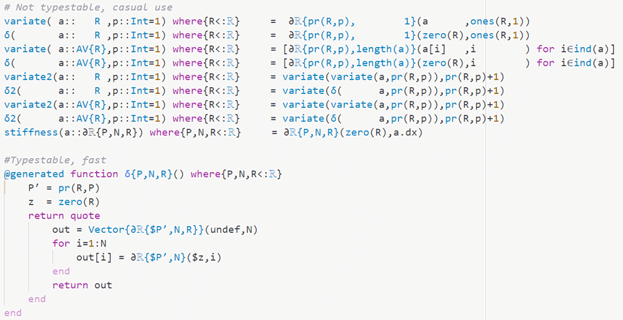 Example of Julia programming language code