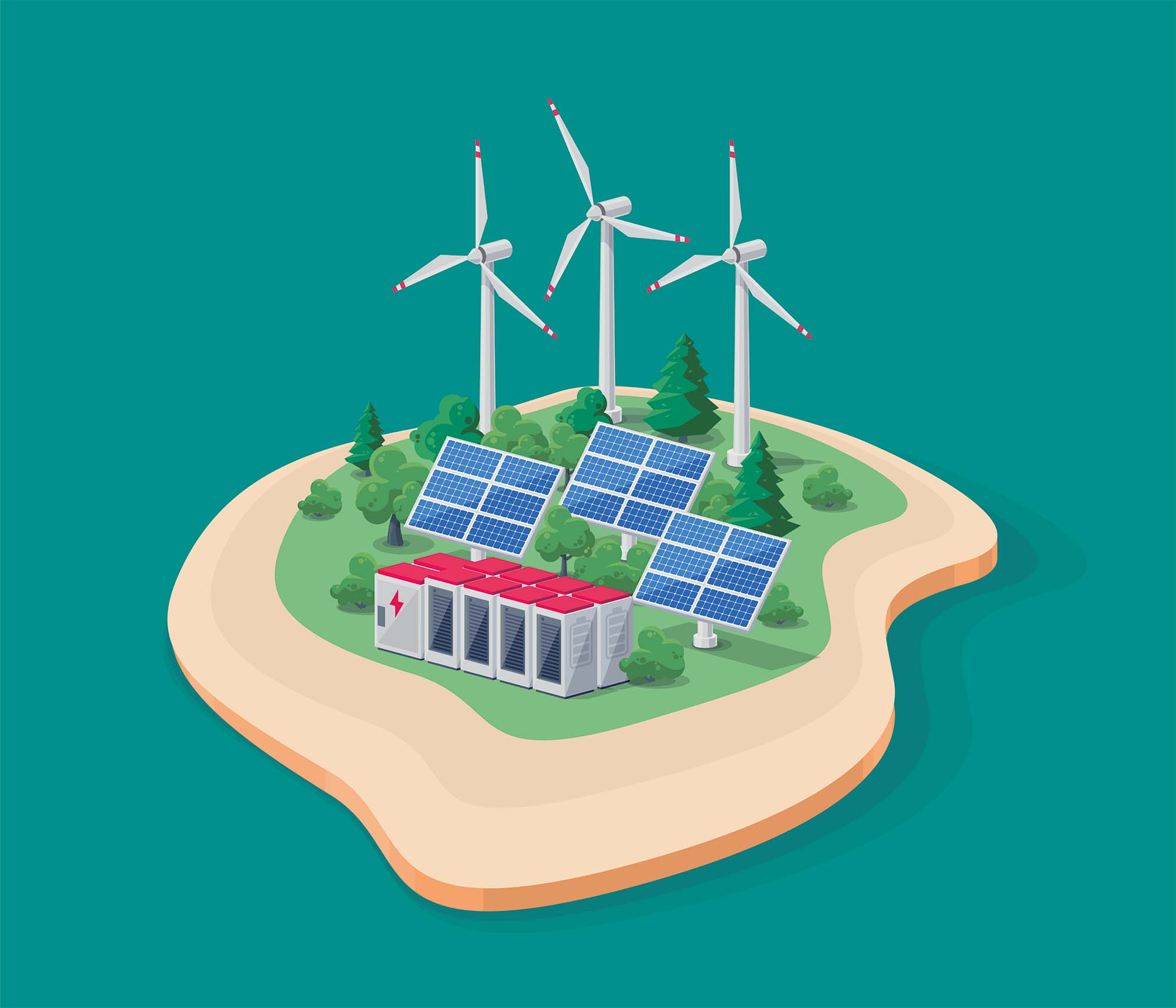 A microgrid produces, stores, distributes and uses power. Microgrids can be, for example, suitable for islands, where it is expensive and/or difficult to reach with cables from the mainland.