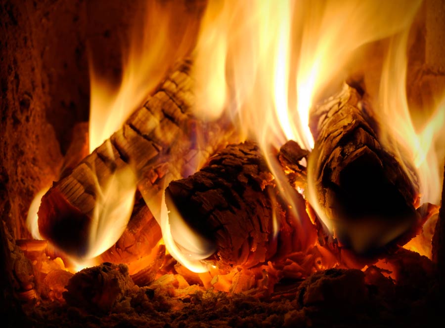 Burning logs