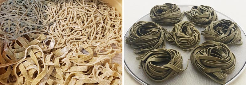 Pasta with the addition of seaweed powder made at the Transilvania University of Braşov, Romania.