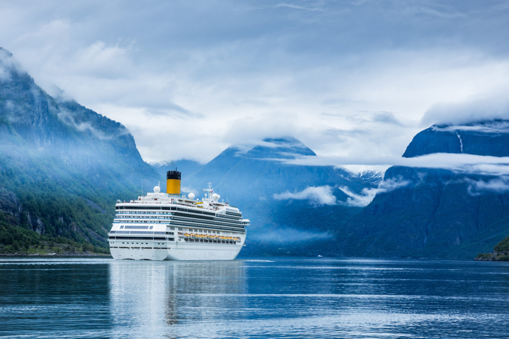 Cruise ship on the Norwegian fjords