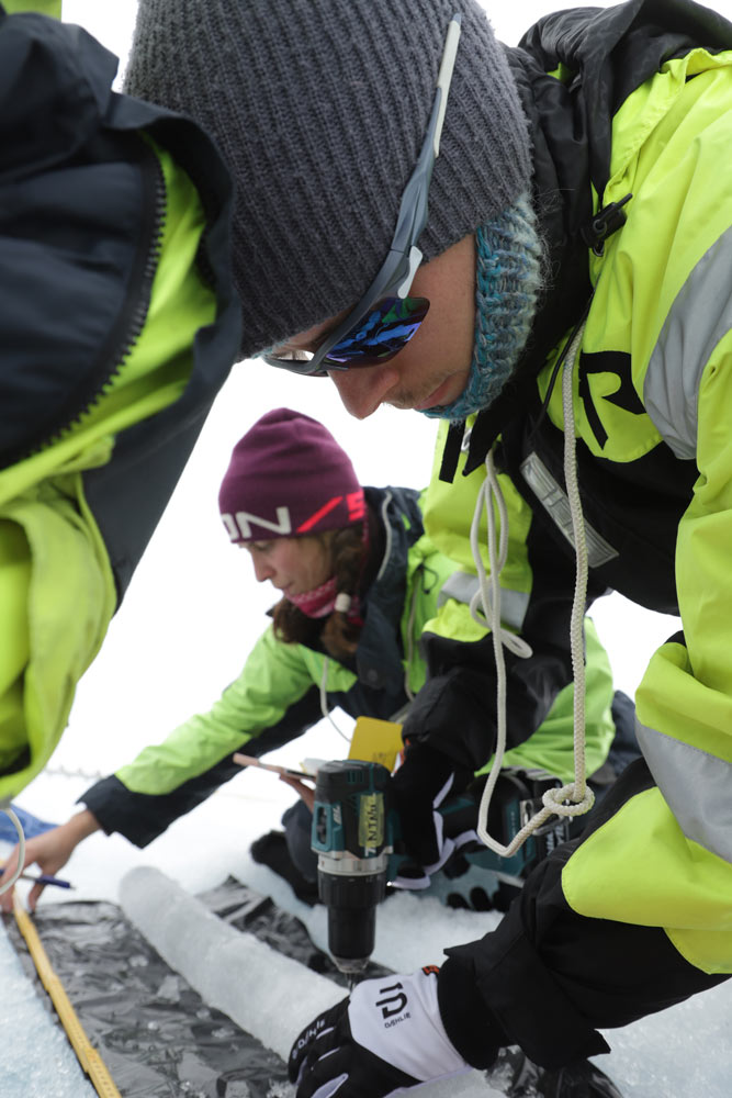 Scientists working on sea ice.