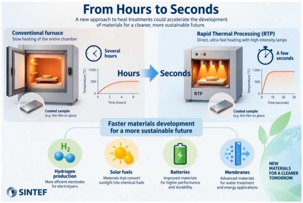 Figure 3: Conceptual illustration of rapid thermal processing (RTP) and its potential role in the development of advanced materials for energy and environmental technologies. Image generated using Microsoft Copilot. 
